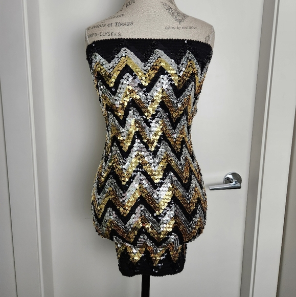 Gold Silver Sequins Highwaisted Pencil Skirt - Picture 10 of 11